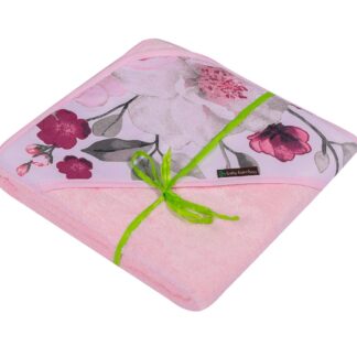 Kapuutsiga saunalina, bambus 100x100cm - roosa